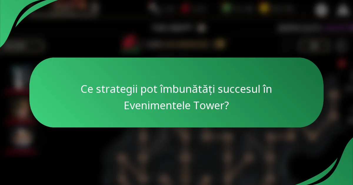 Ce strategii pot îmbunătăți succesul în Evenimentele Tower?